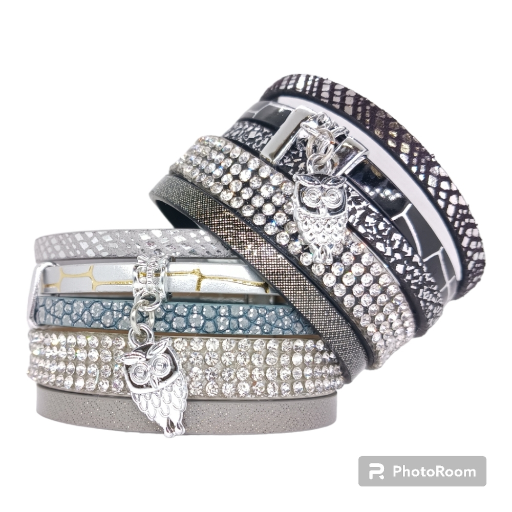 Plus-Size Available! Magnetic clasp cuff leather bracelet (choose 1)